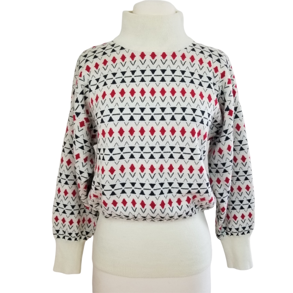 HEAD Sportwear Womens Vintage Wool Blend Mock Neck Sweater Size M